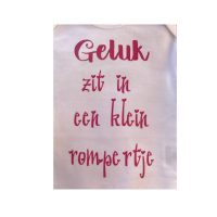 rompertje geluk zit in een klein romertje roze